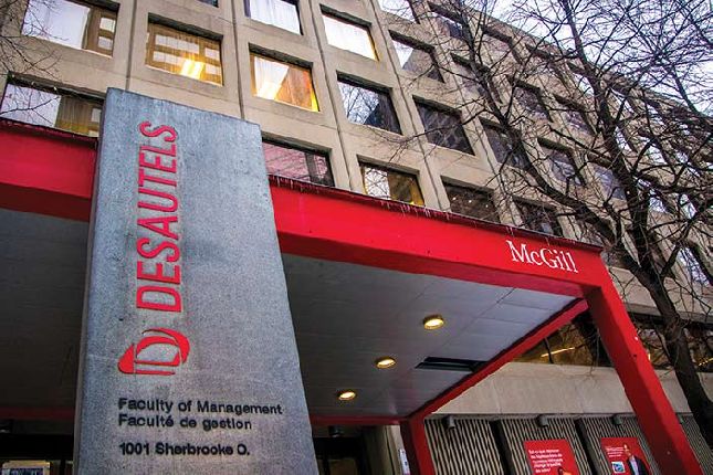 Photo of the Desautels building entrance