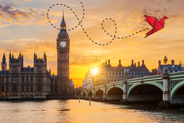London skyline with send off logo