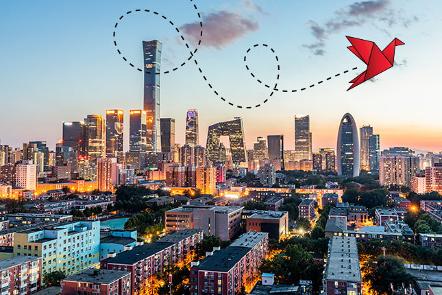 beijing skyline with send off logo