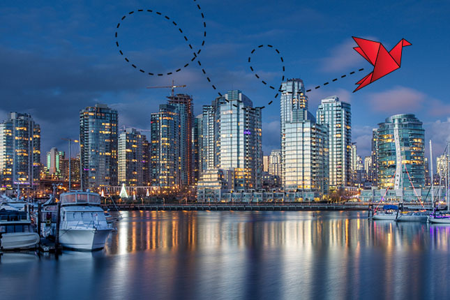 vancouver skyline with send off logo